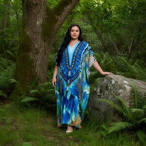 Gypsie Blu Plus Size Caftan Dress Comfy Loose Maxi Cover Up Dresses Dubai Gown